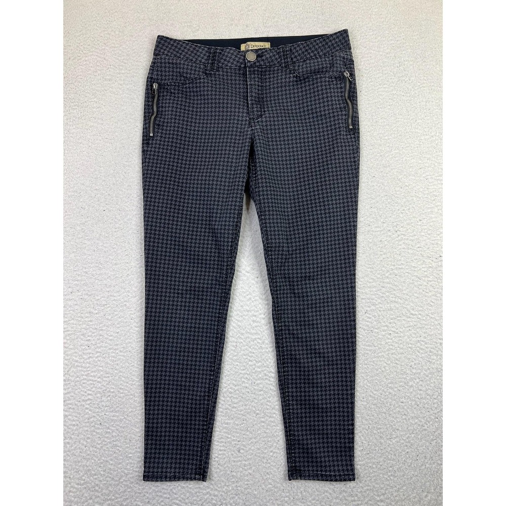 Democracy Ab Solution Jeans Womens 12 Gray‎ Houndstooth Slim Mid Rise Stretch